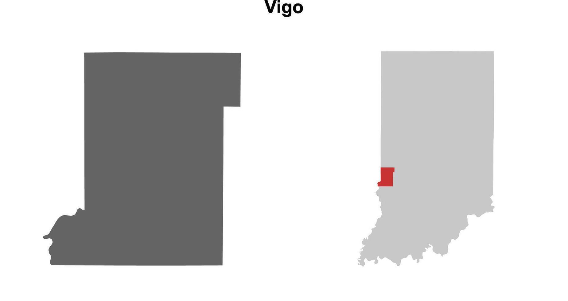 Vigo County, Indiana blank outline map set vector