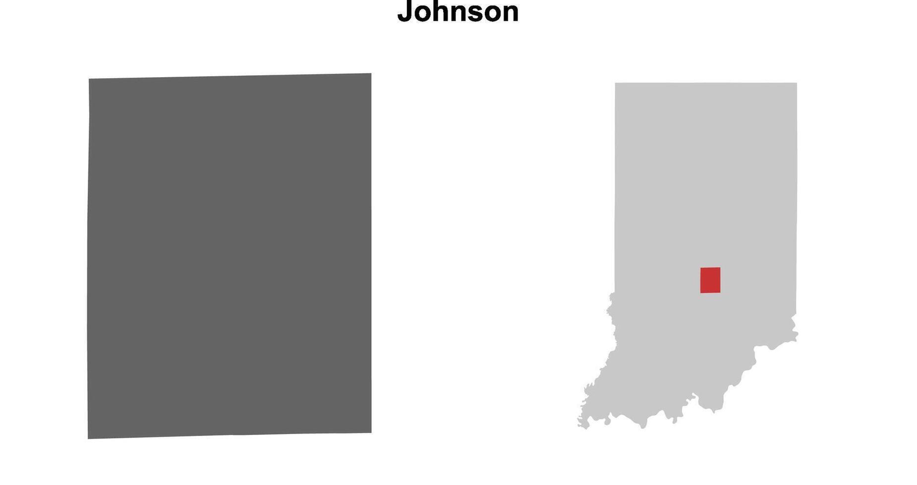 Johnson County, Indiana blank outline map set vector