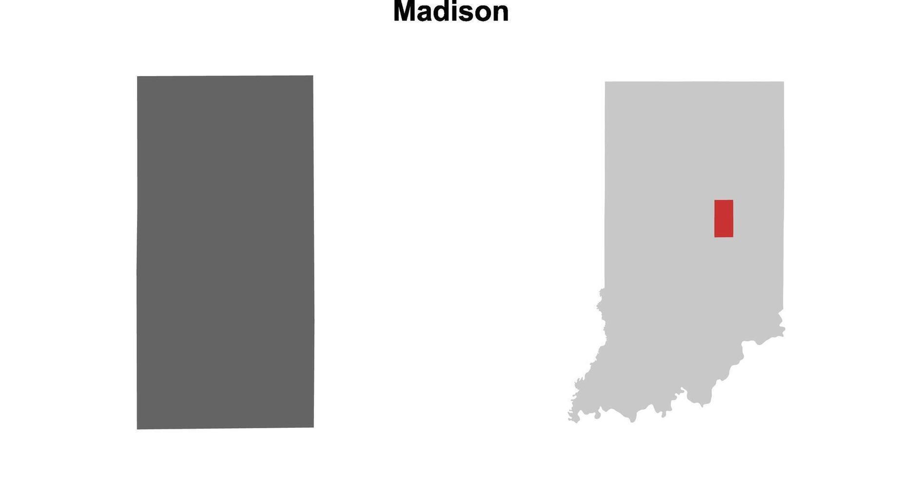 Madison County, Indiana blank outline map set vector