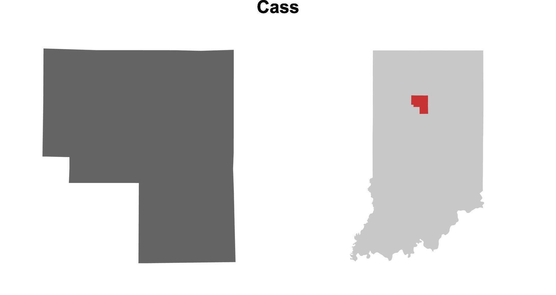 Cass County, Indiana blank outline map set vector