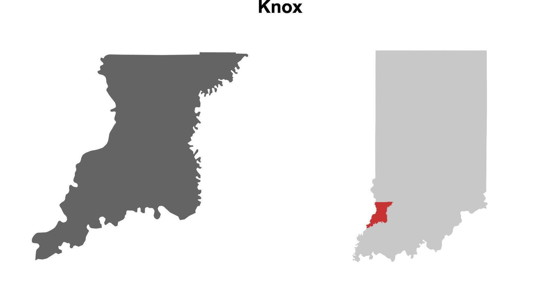 Knox County, Indiana blank outline map set vector