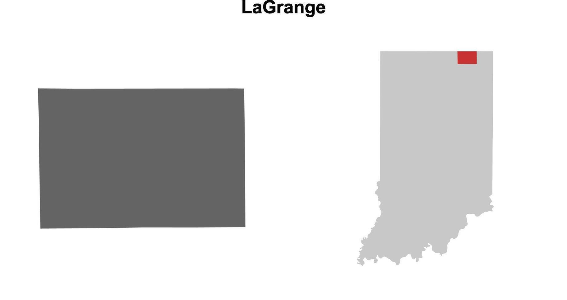 LaGrange County, Indiana blank outline map set vector