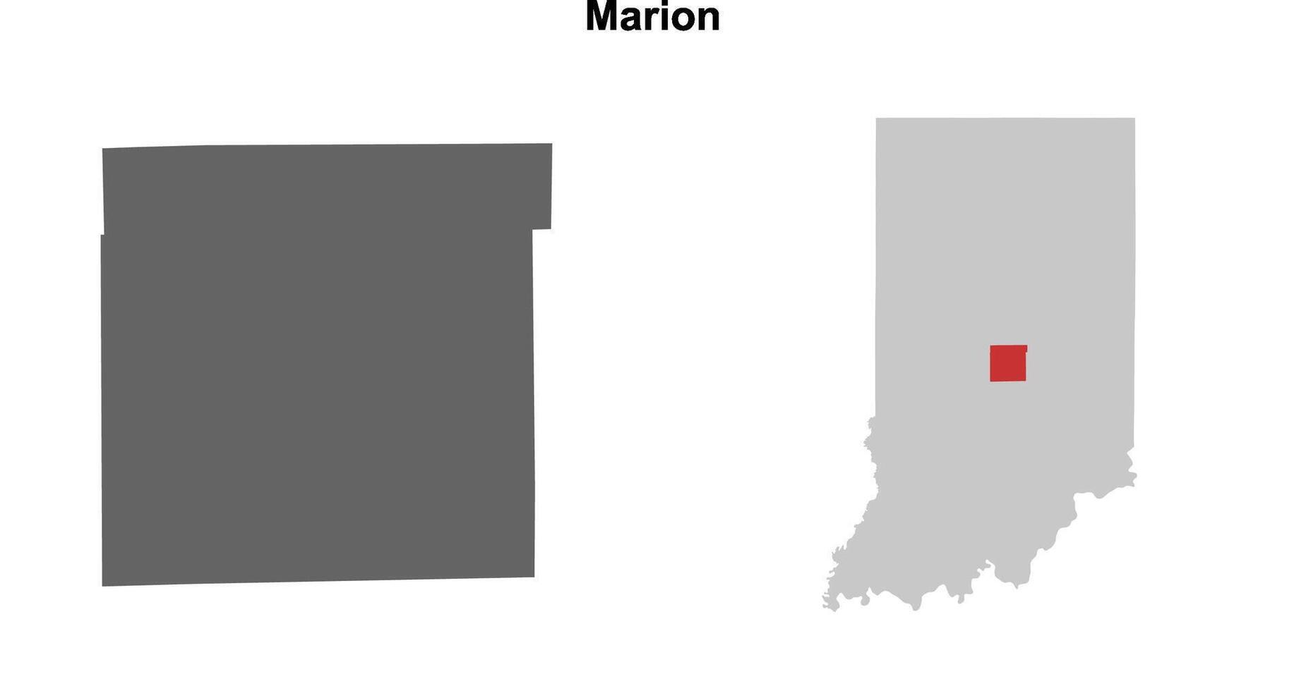 Marion County, Indiana blank outline map set vector
