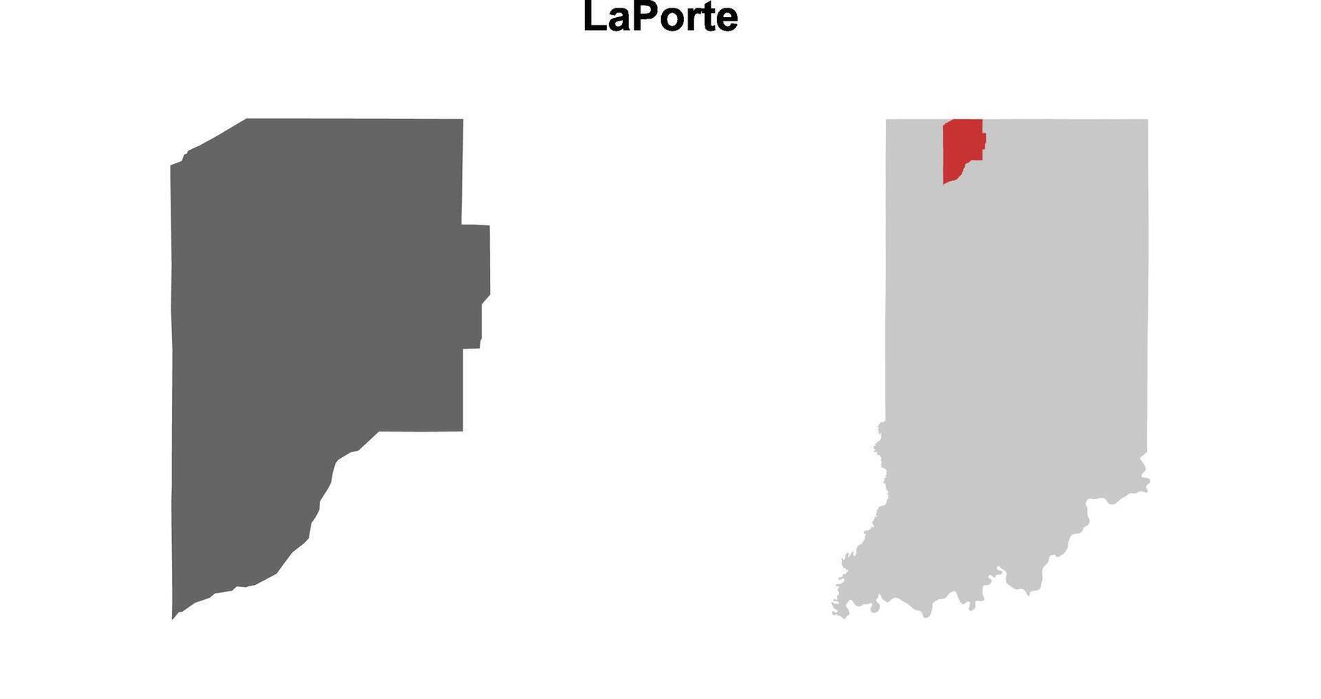 LaPorte County, Indiana blank outline map set vector