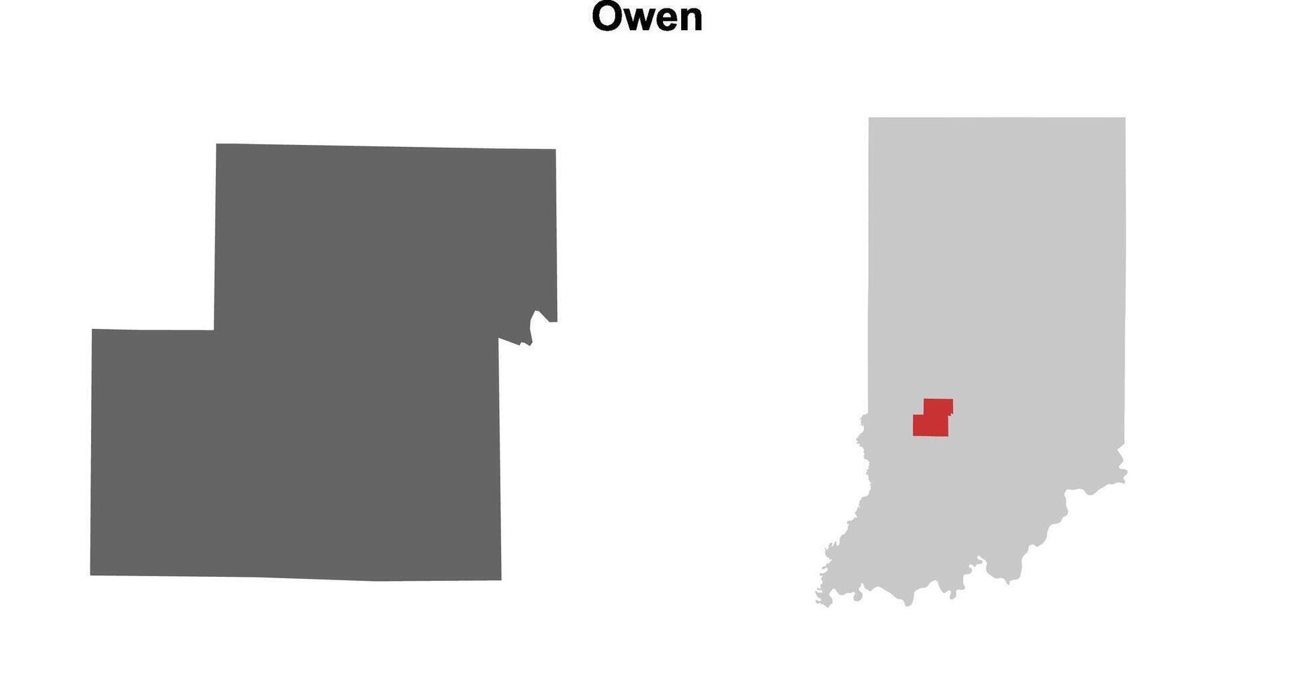 Owen County, Indiana blank outline map set vector