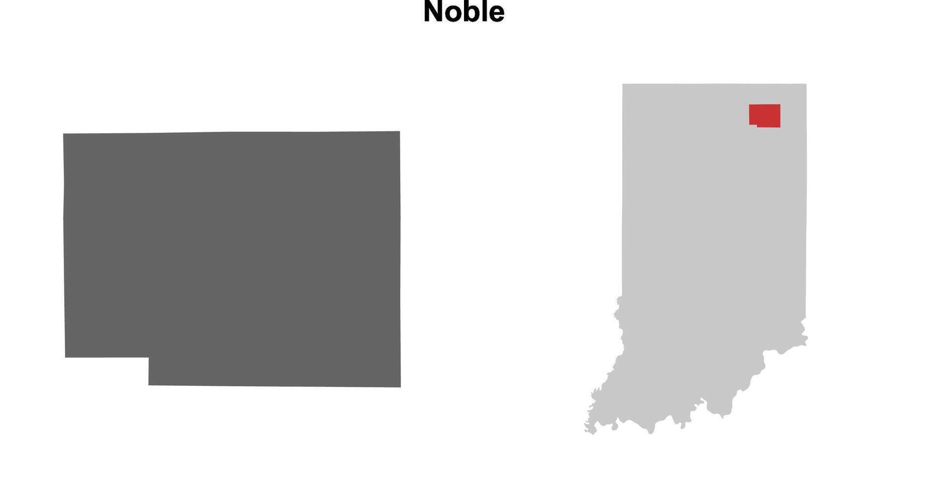 Noble County, Indiana blank outline map set vector
