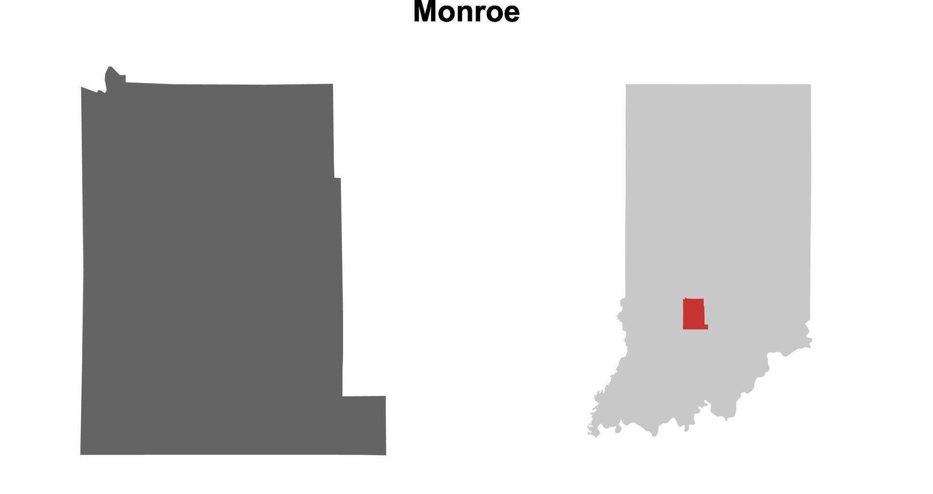 Monroe County, Indiana blank outline map set vector