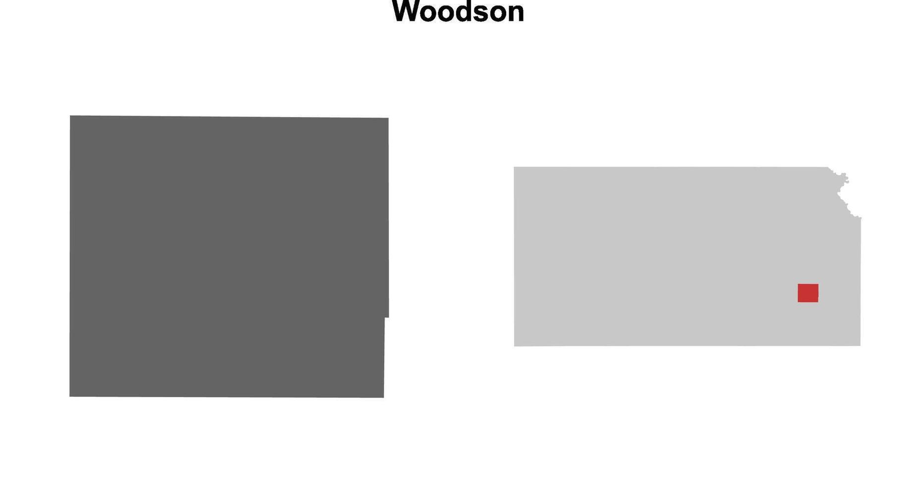 Woodson County, Kansas blank outline map set vector