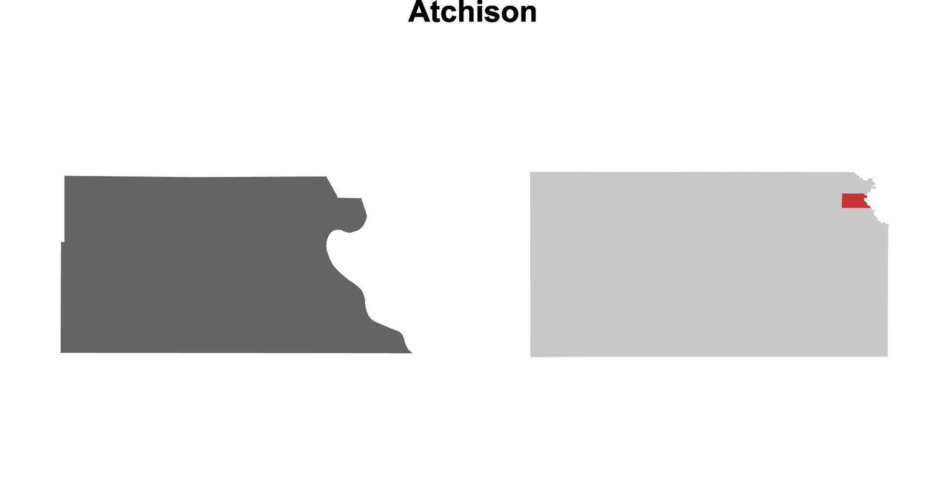 Atchison County, Kansas blank outline map set vector