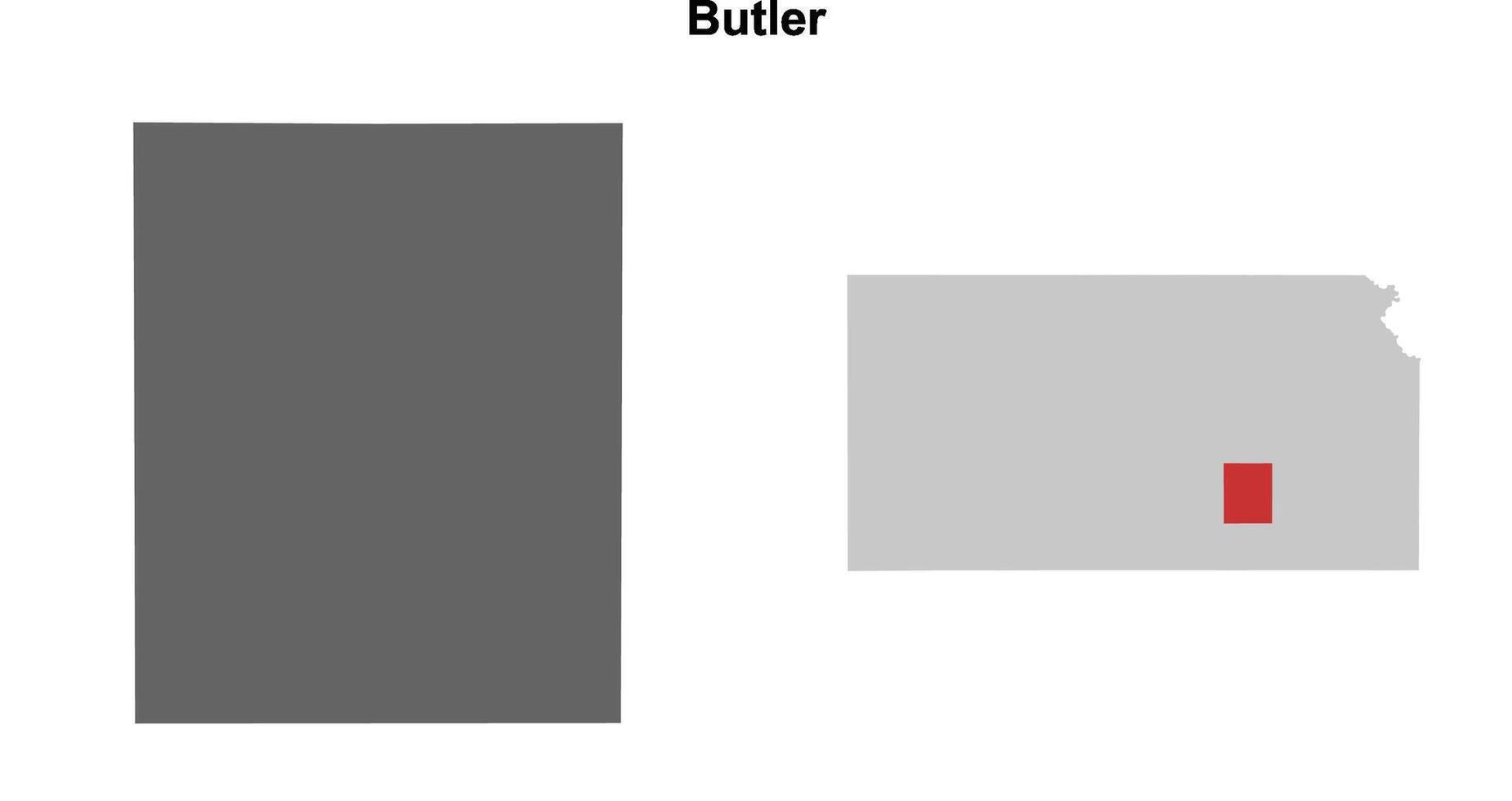 Butler County, Kansas blank outline map set vector