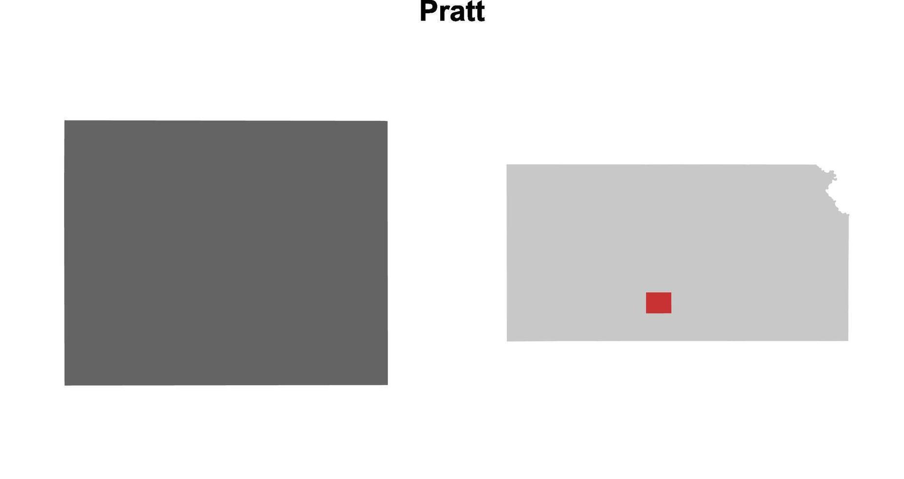 Pratt County, Kansas blank outline map set vector