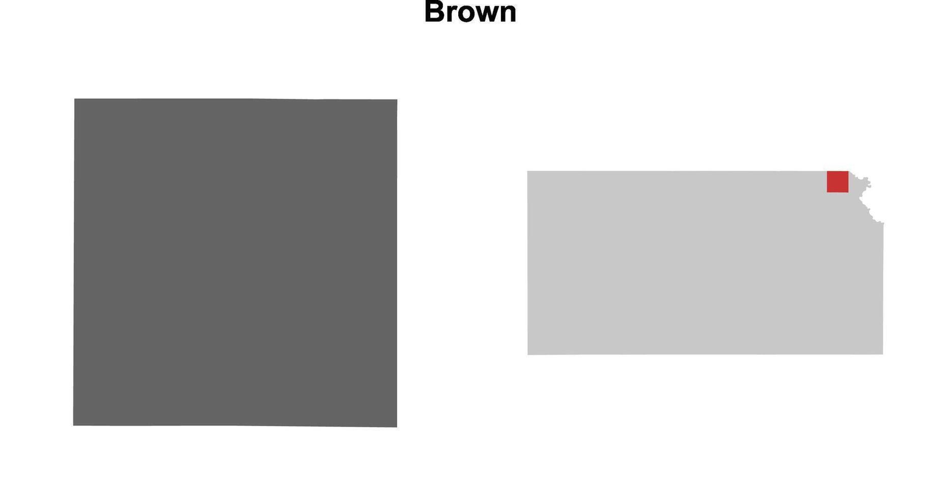 Brown County, Kansas blank outline map set vector