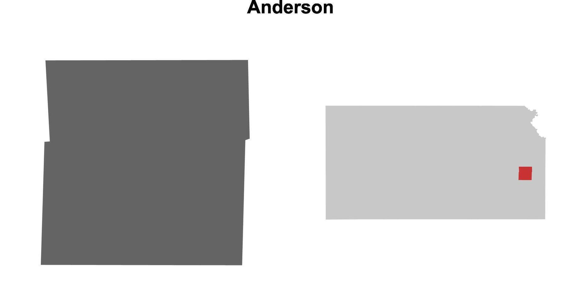 Anderson County, Kansas blank outline map set vector
