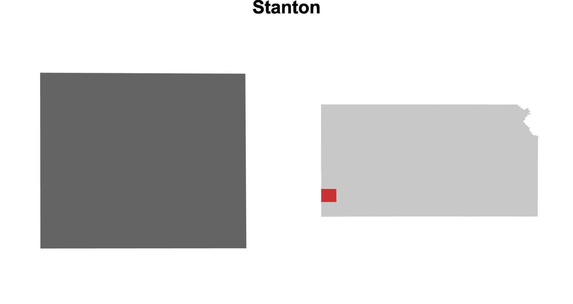 Stanton County, Kansas blank outline map set vector