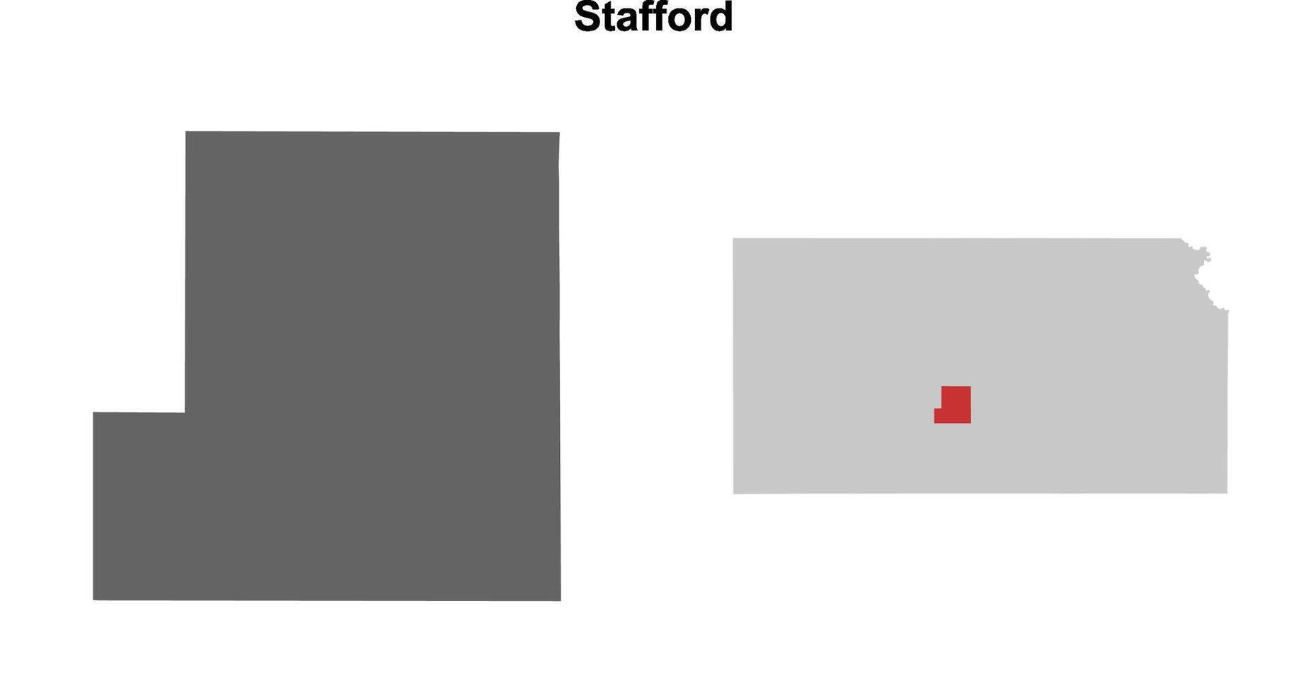 Stafford County, Kansas blank outline map set vector