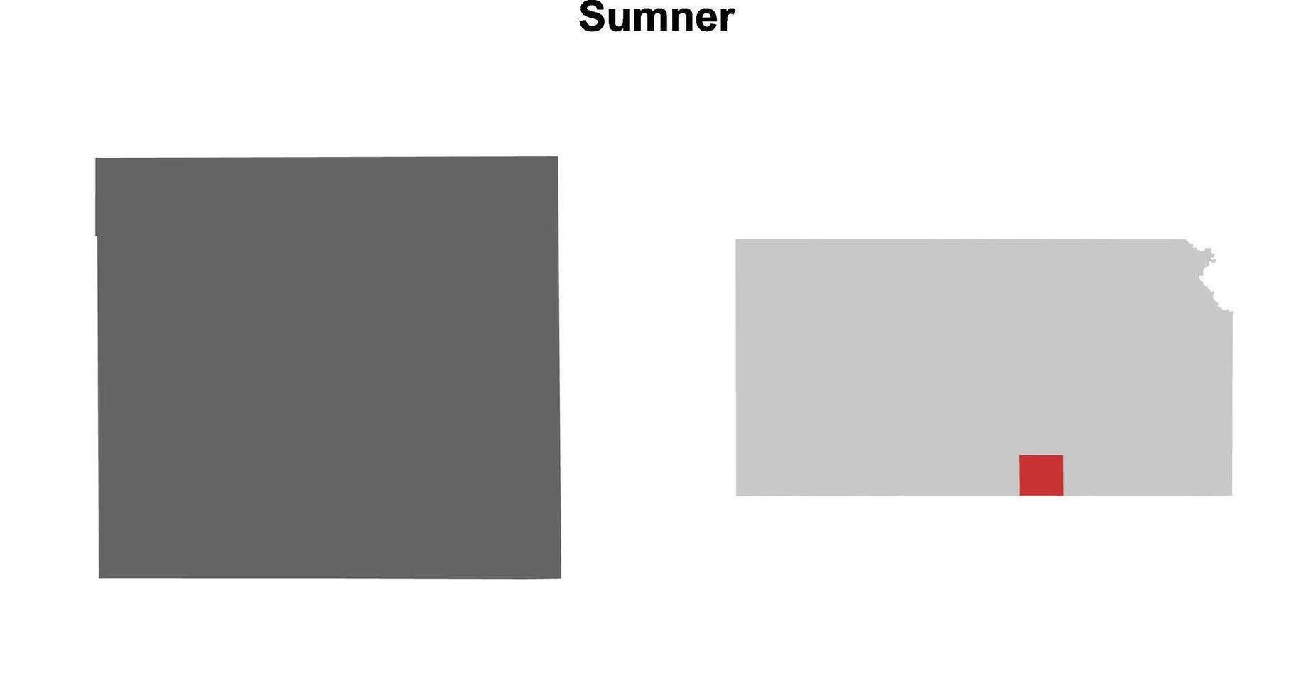 Sumner County, Kansas blank outline map set vector