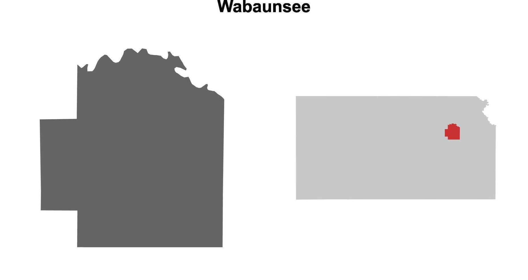 Wabaunsee County, Kansas blank outline map set vector