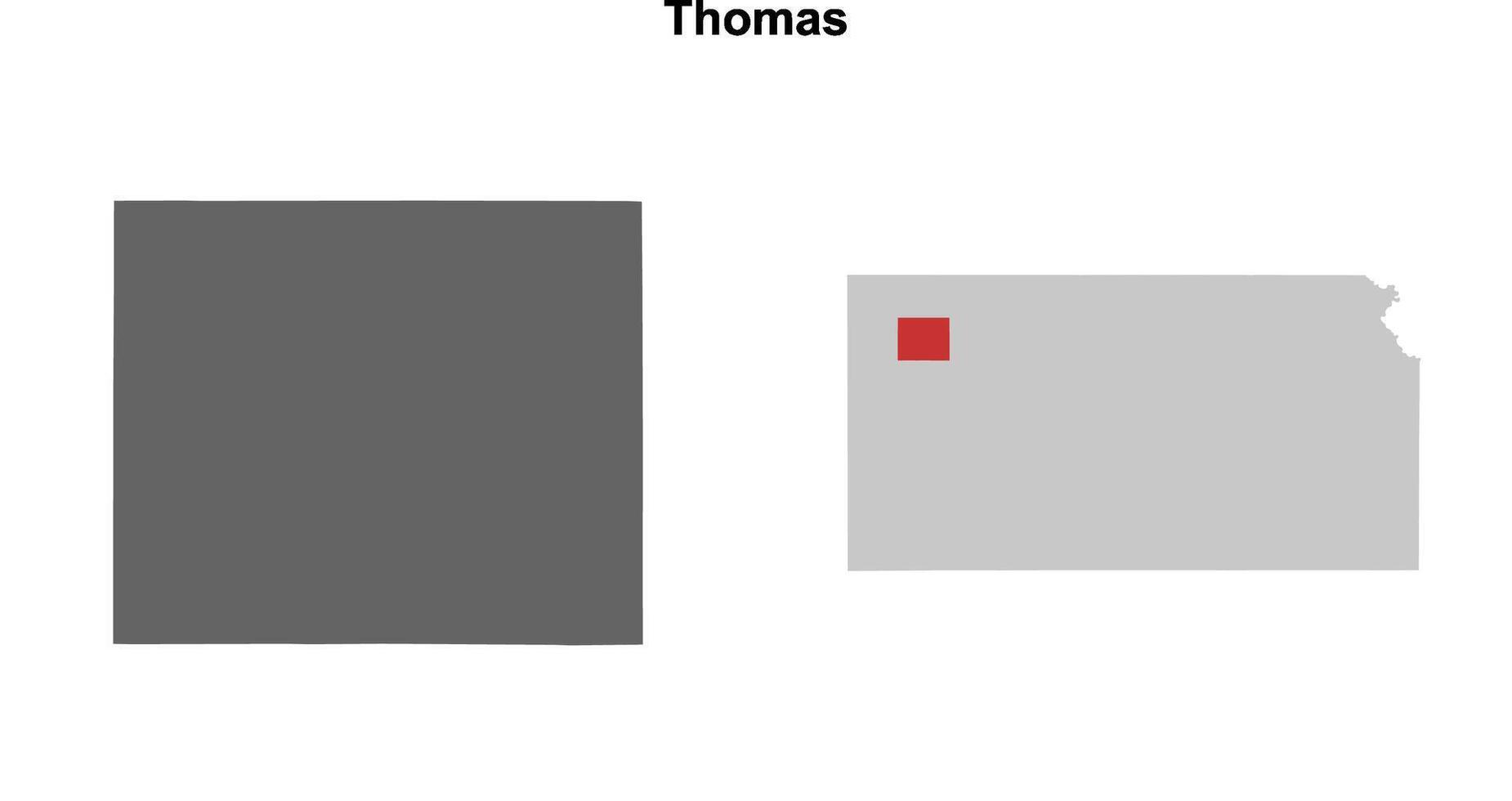Thomas County, Kansas blank outline map set vector