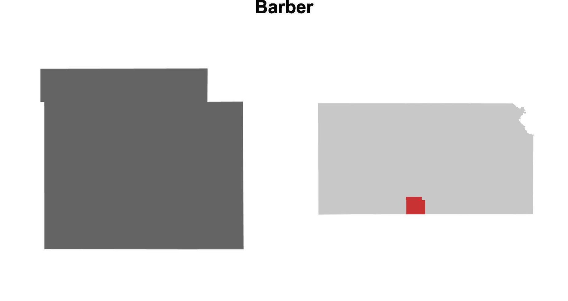 Barber County, Kansas blank outline map set vector