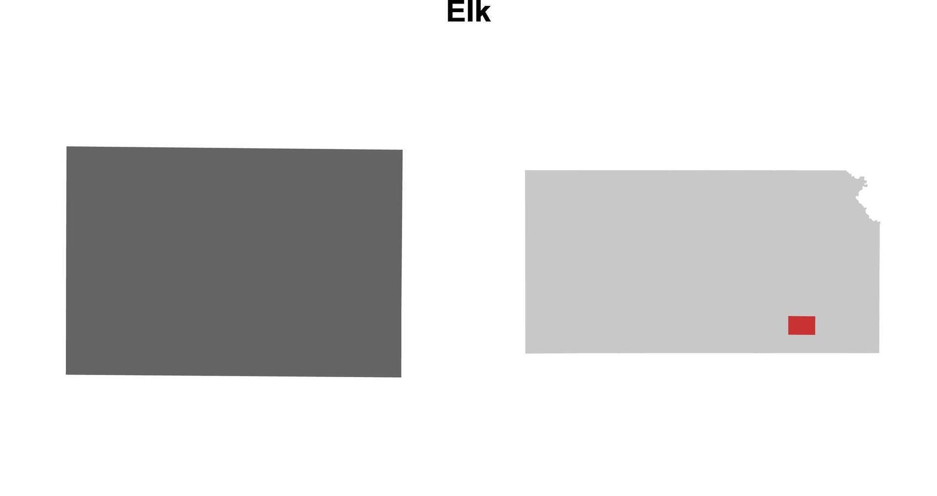 Elk County, Kansas blank outline map set vector