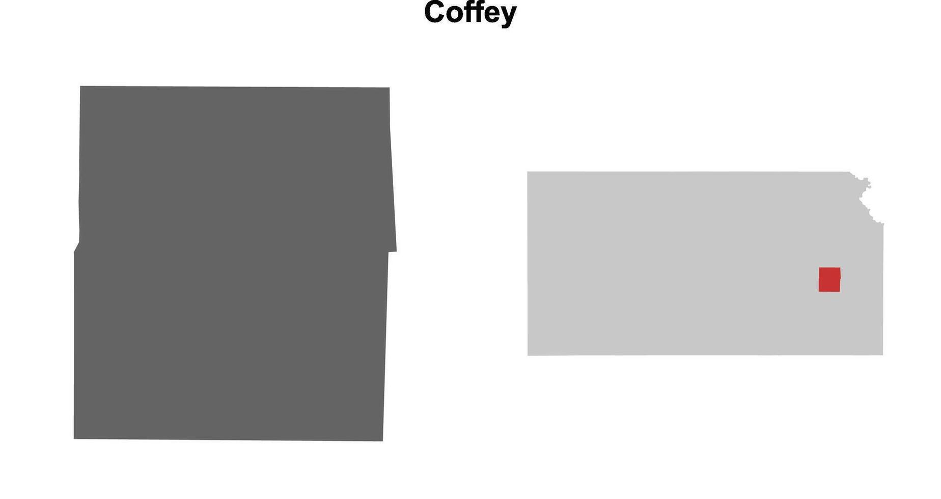 Coffey County, Kansas blank outline map set vector