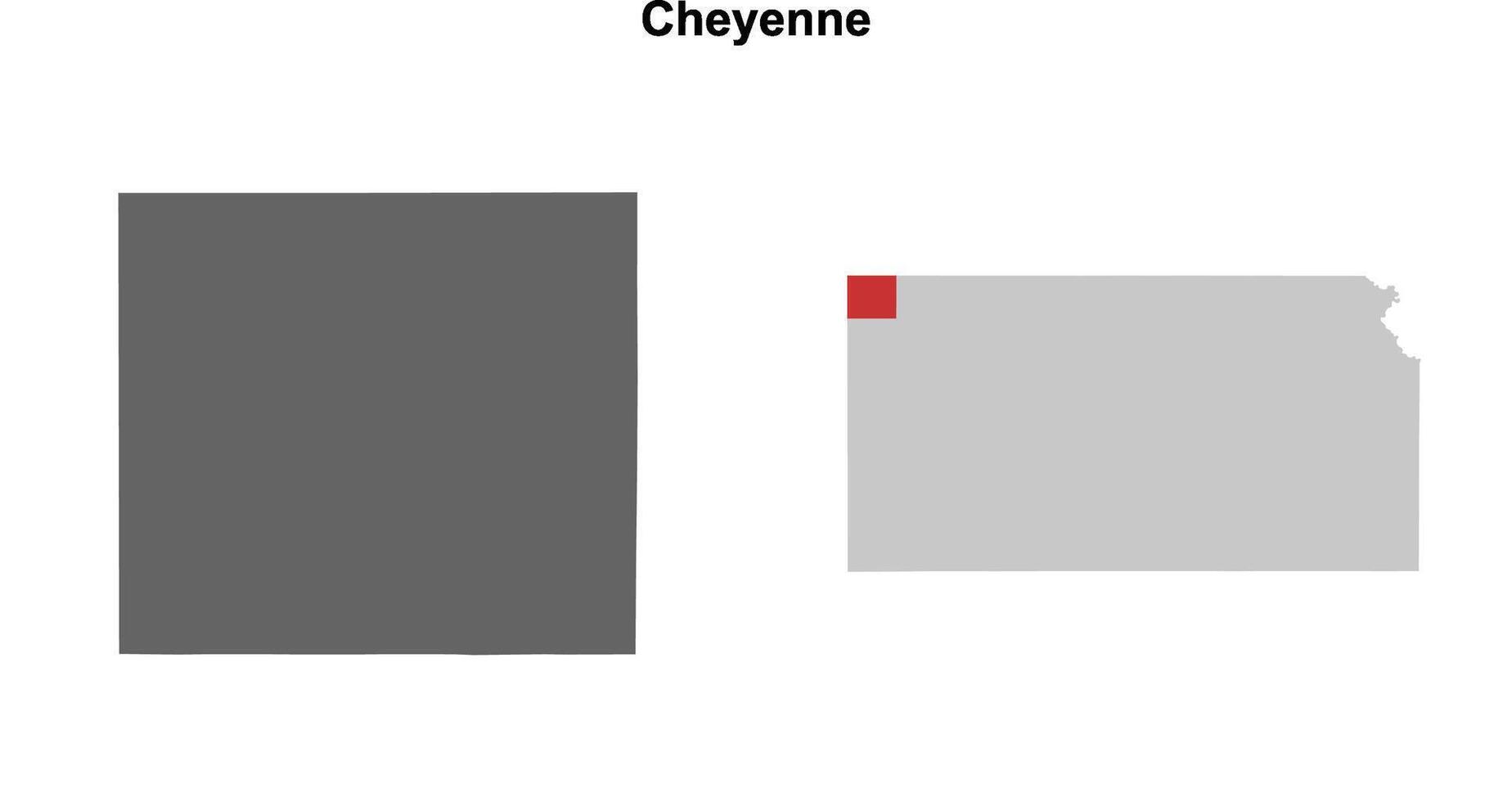 Cheyenne County, Kansas blank outline map set vector