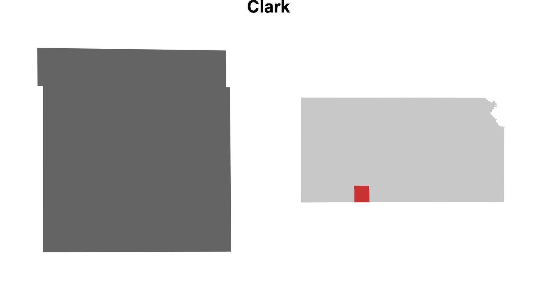 Clark County, Kansas blank outline map set vector