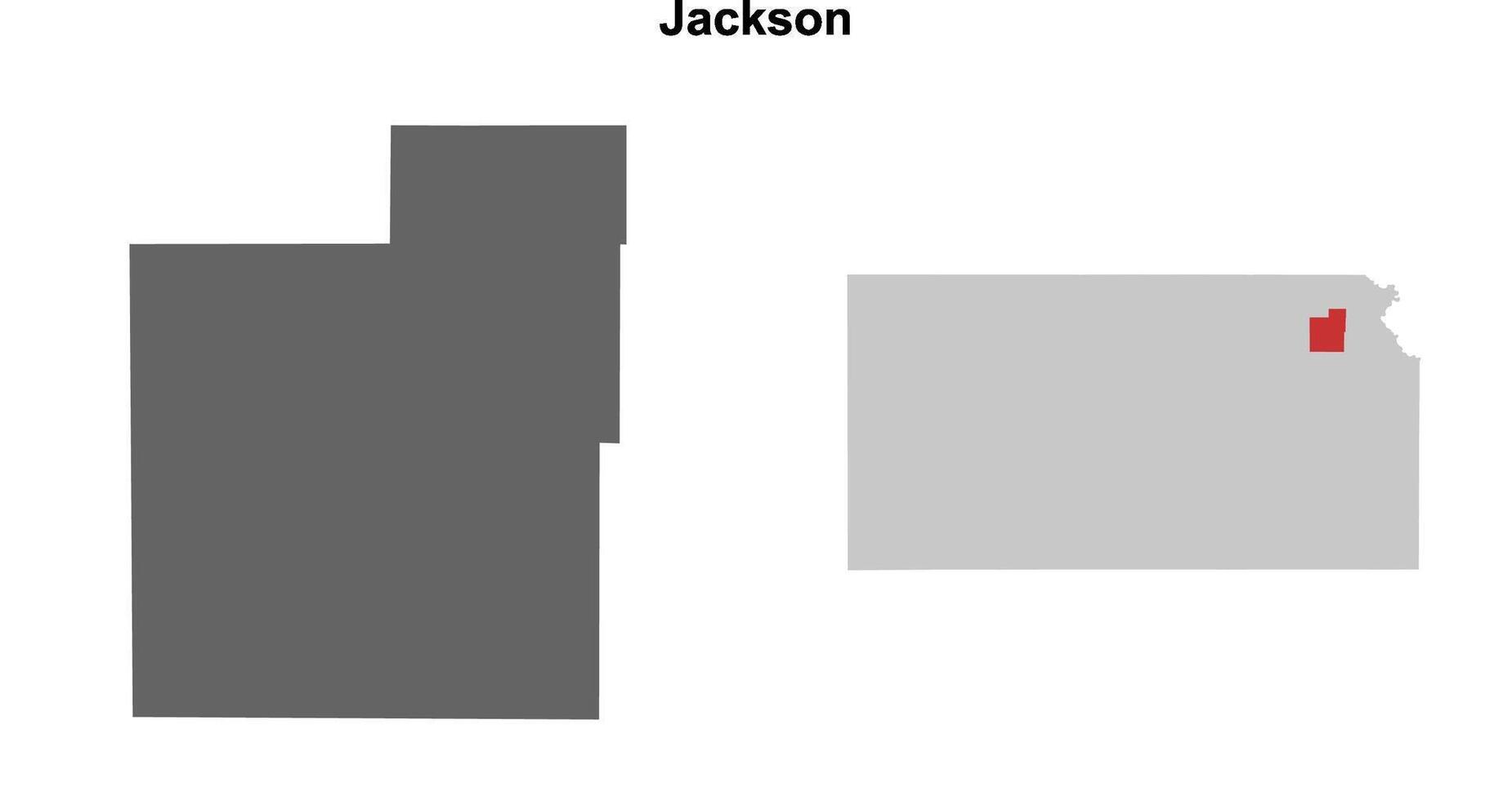 Jackson County, Kansas blank outline map set vector
