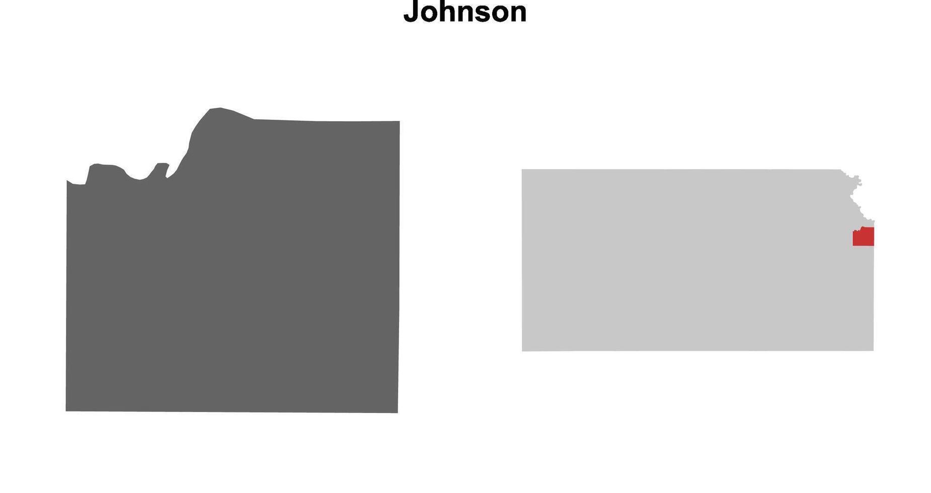 Johnson County, Kansas blank outline map set vector