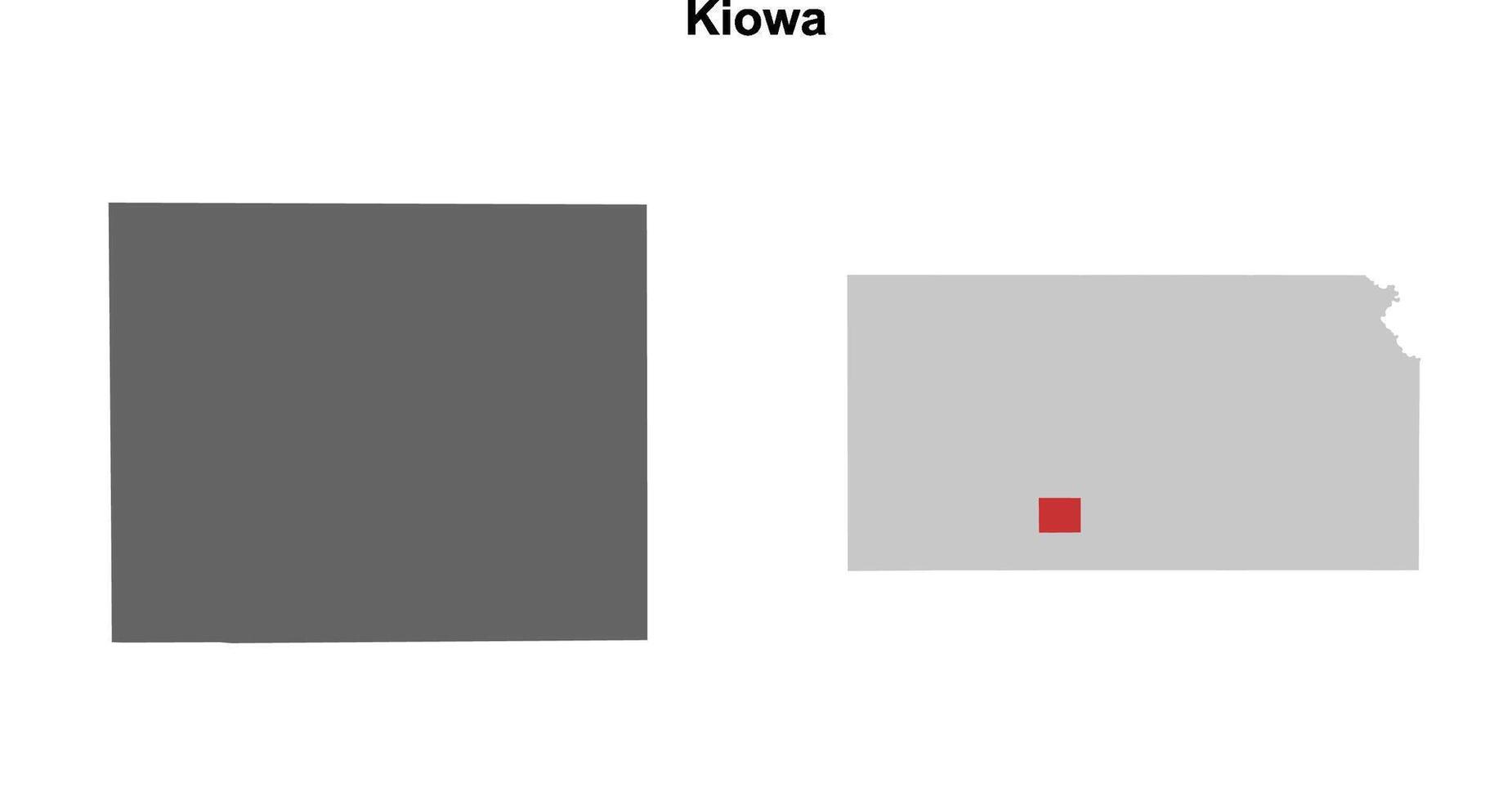Kiowa County, Kansas blank outline map set vector