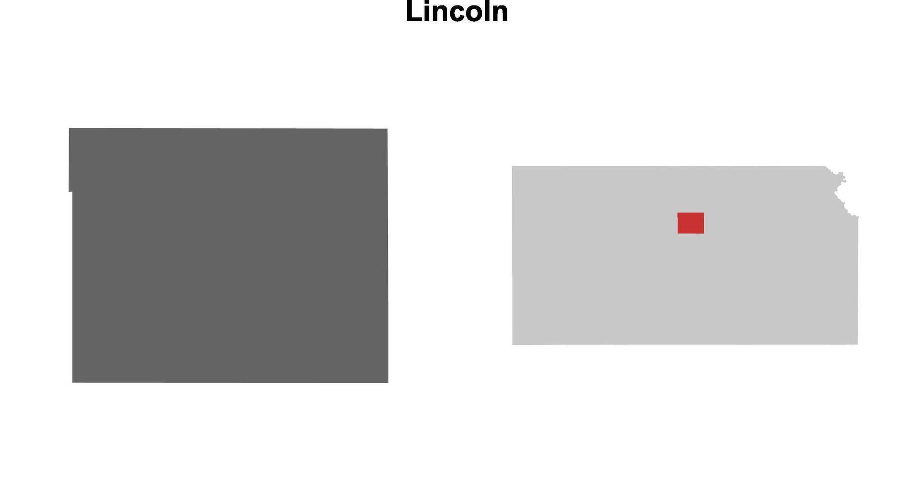 Lincoln County, Kansas blank outline map set vector