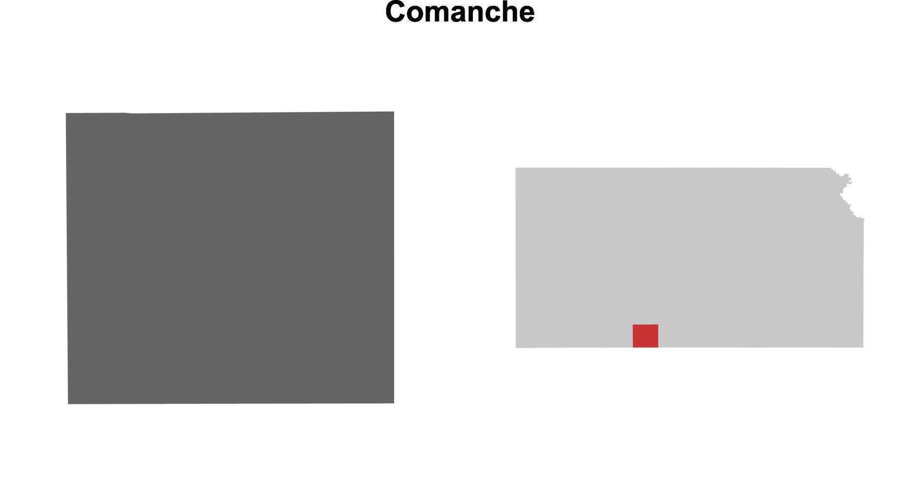 Comanche County, Kansas blank outline map set vector