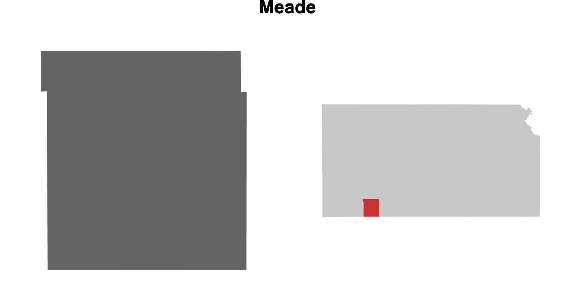 Meade County, Kansas blank outline map set vector