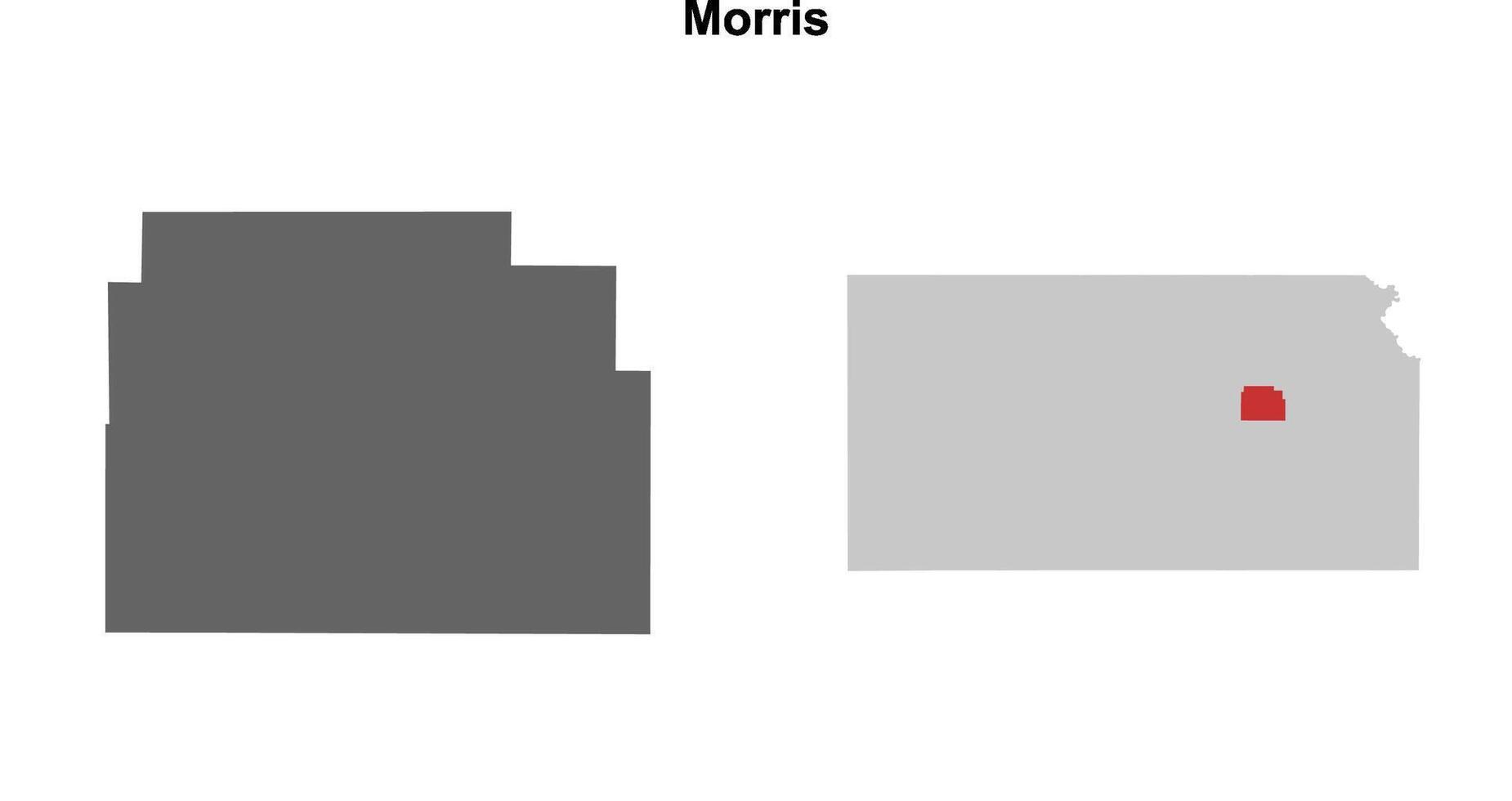 Morris County, Kansas blank outline map set vector