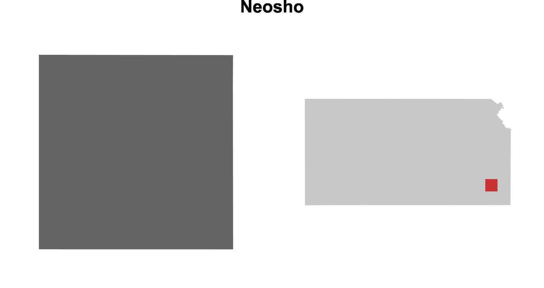 Neosho County, Kansas blank outline map set vector