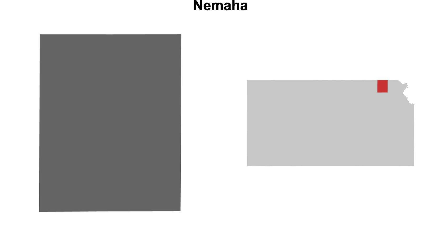 Nemaha County, Kansas blank outline map set vector
