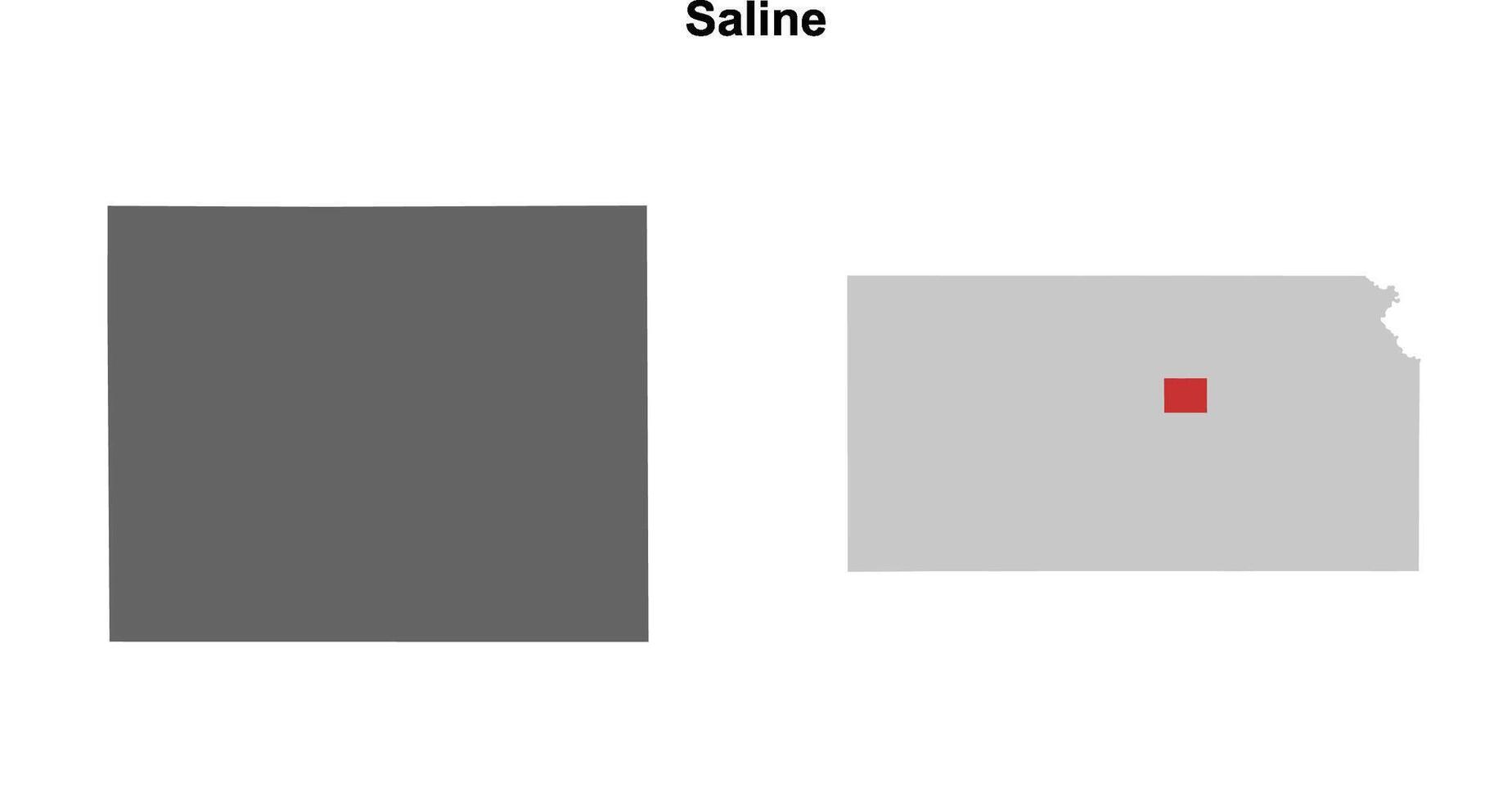 Saline County, Kansas blank outline map set vector