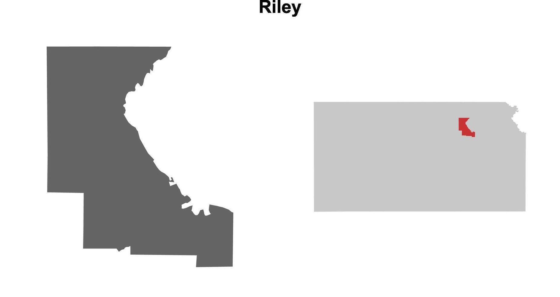Riley County, Kansas blank outline map set vector