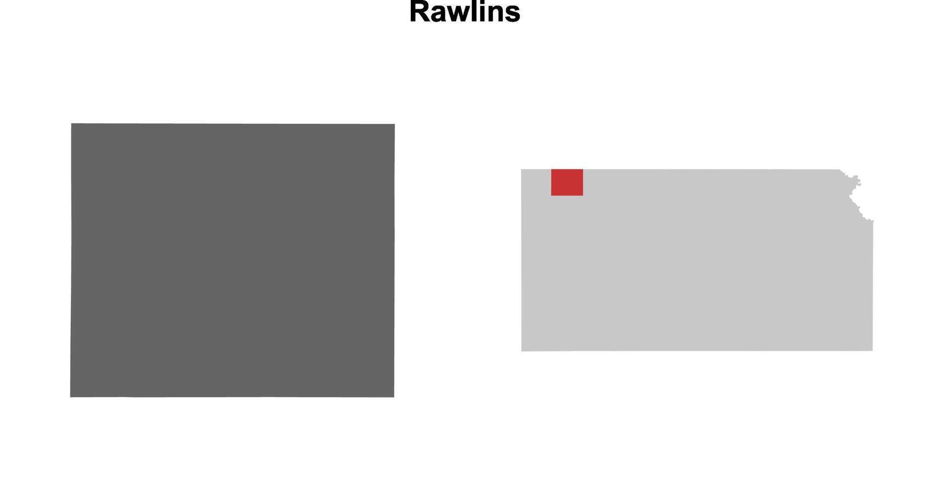 Rawlins County, Kansas blank outline map set vector
