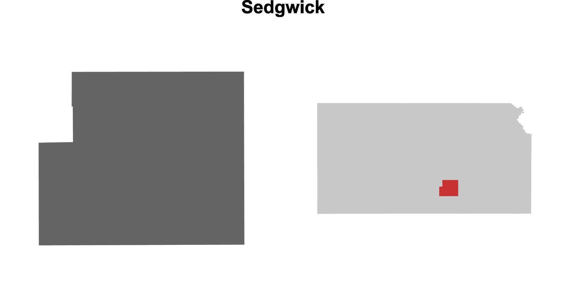 Sedgwick County, Kansas blank outline map set vector