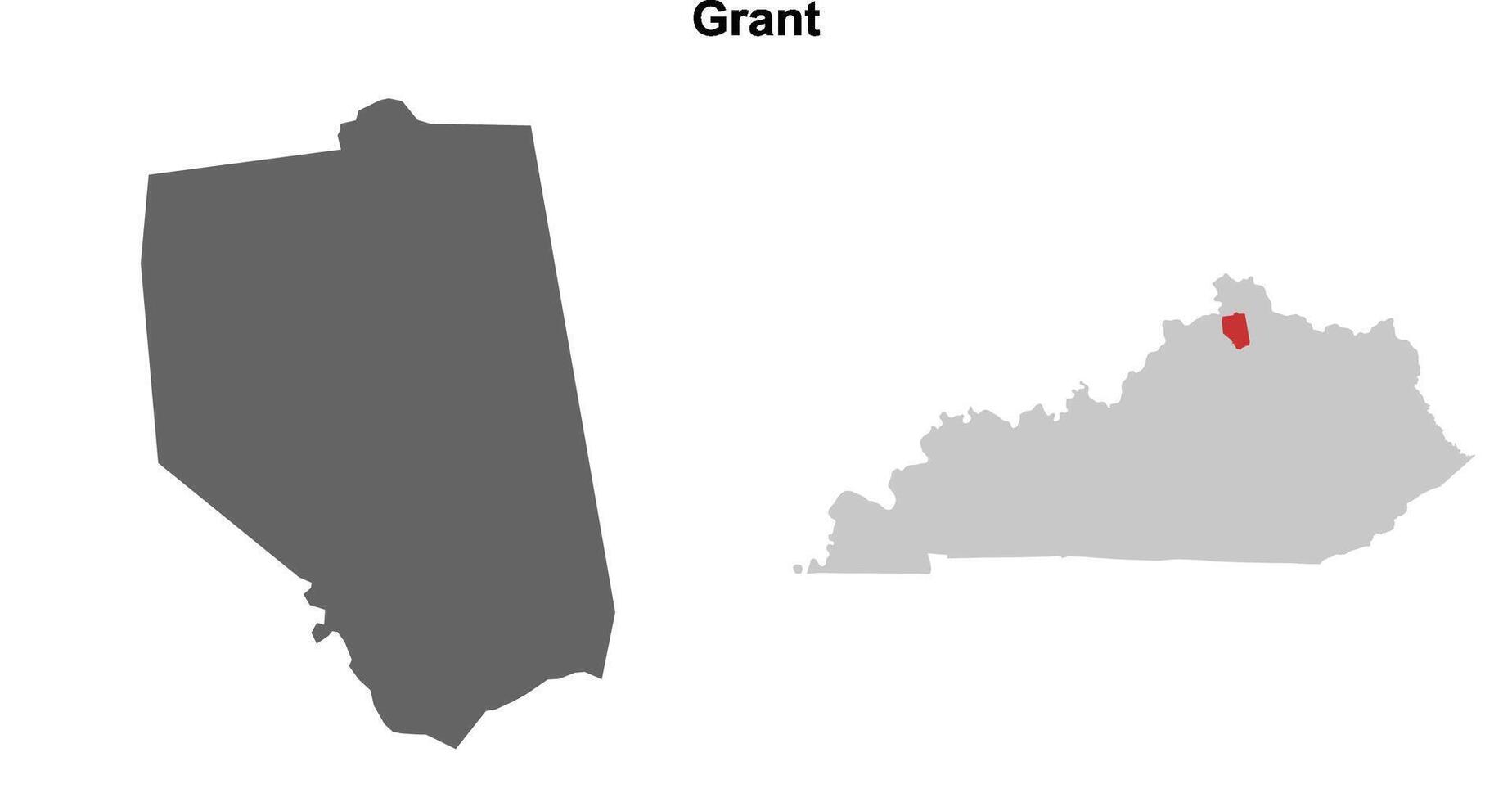 Grant County, Kentucky blank outline map set vector
