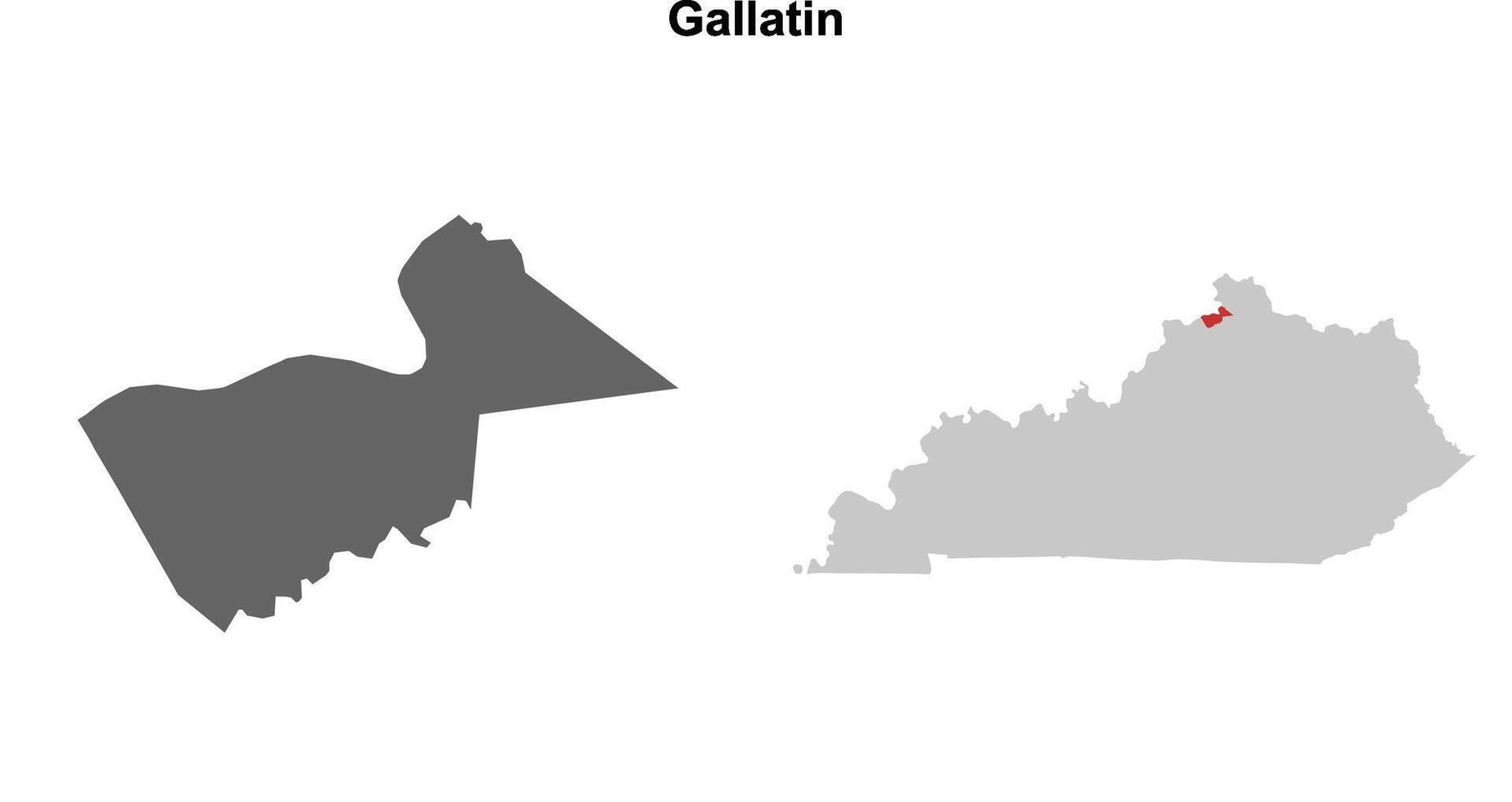 Gallatin County, Kentucky blank outline map set vector