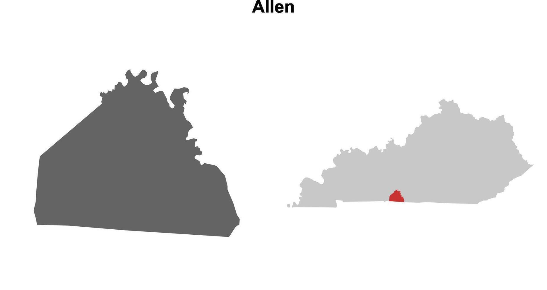 Allen County, Kentucky blank outline map set vector