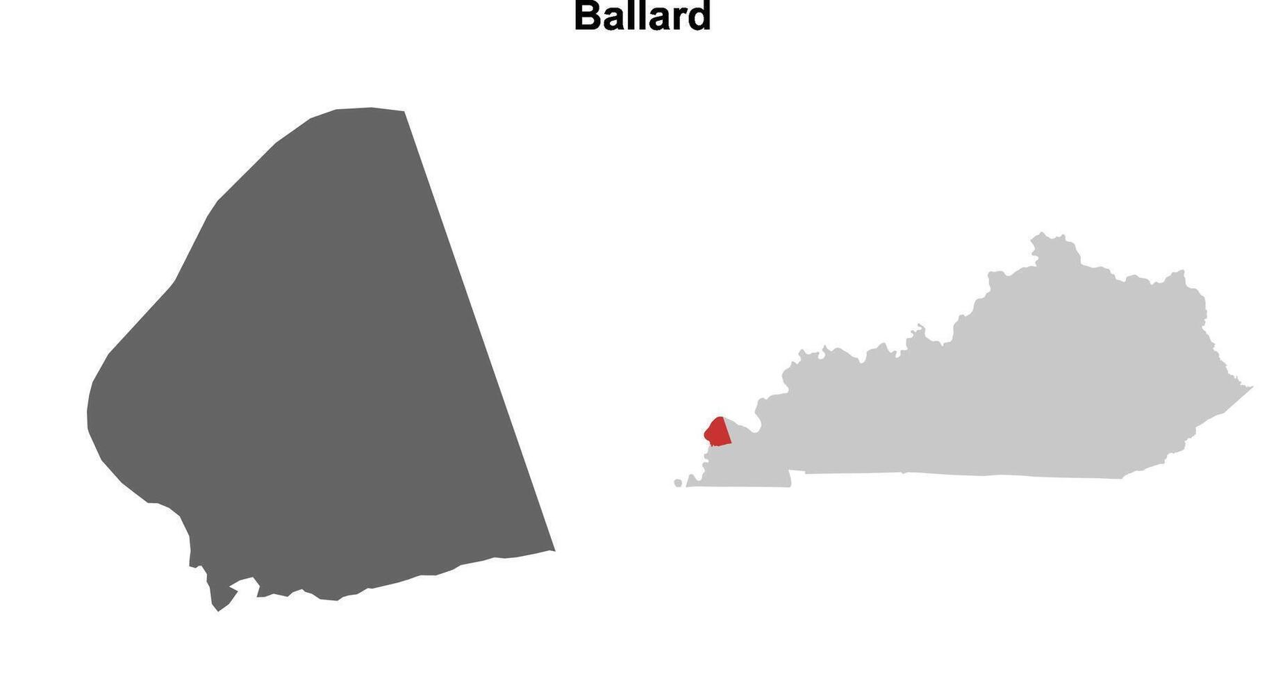 Ballard County, Kentucky blank outline map set vector
