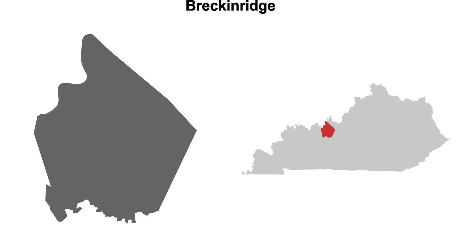 Breckinridge County, Kentucky blank outline map set vector