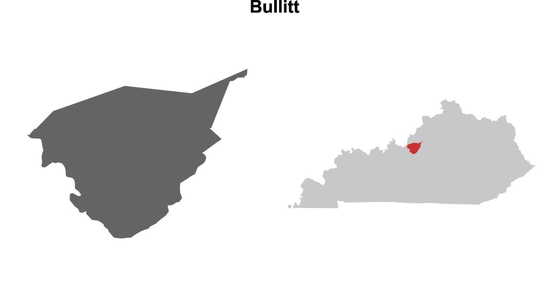 Bullitt County, Kentucky blank outline map set vector