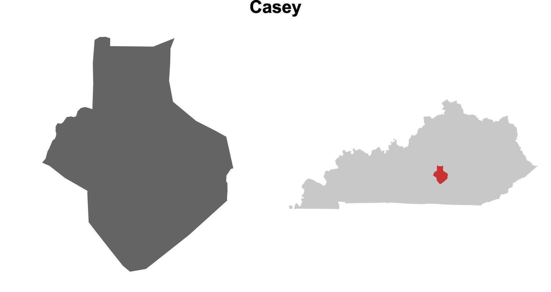 Casey County, Kentucky blank outline map set vector