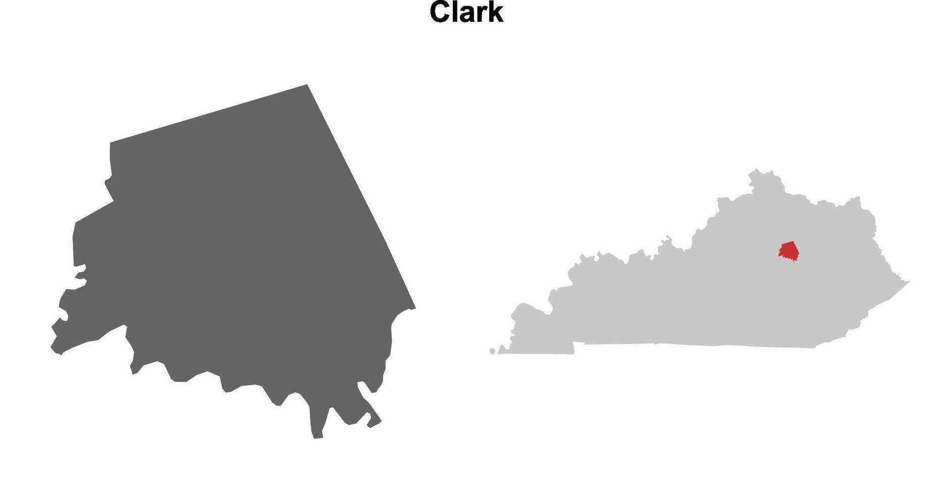 Clark County, Kentucky blank outline map set vector