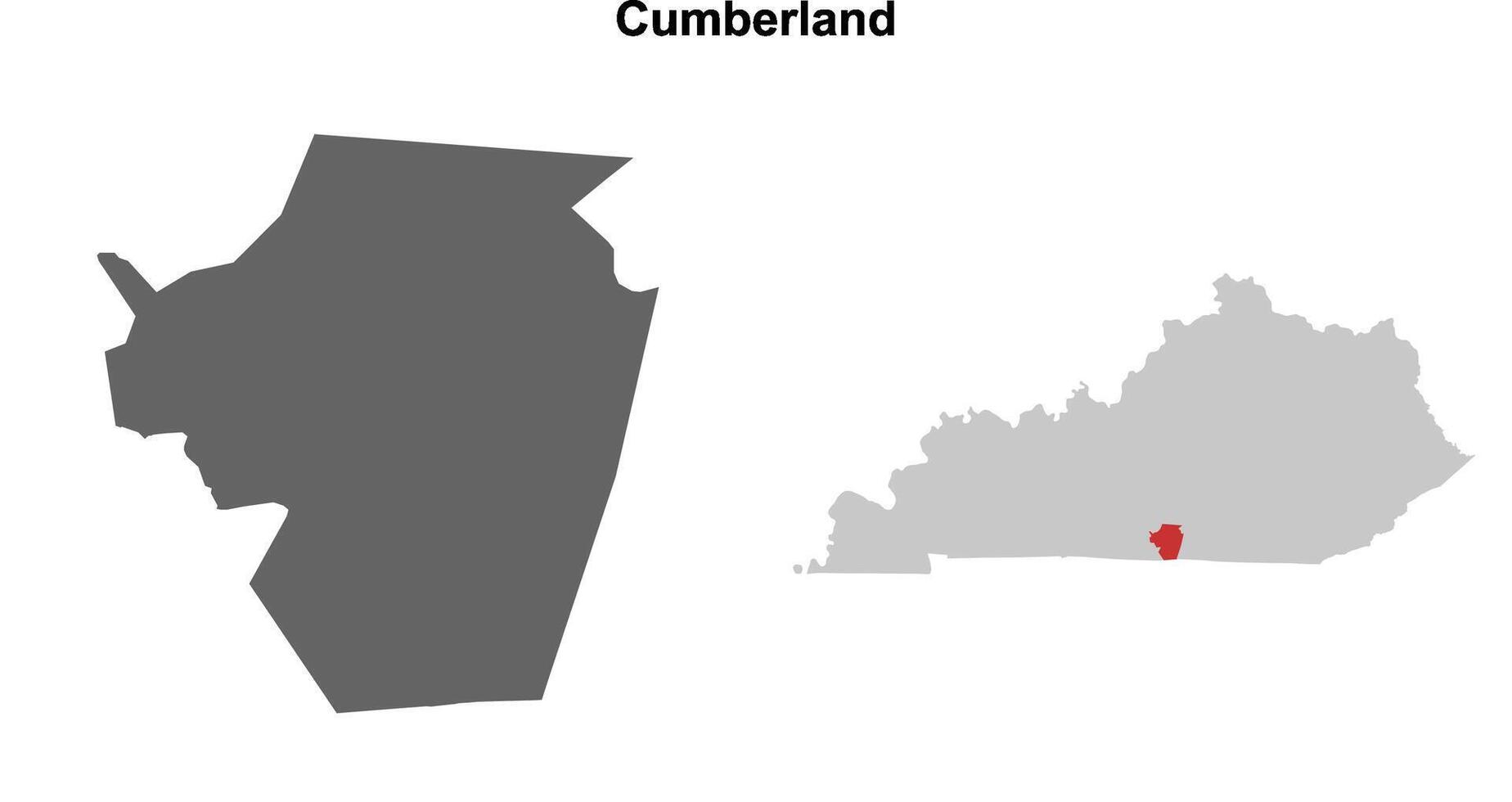 Cumberland County, Kentucky blank outline map set vector