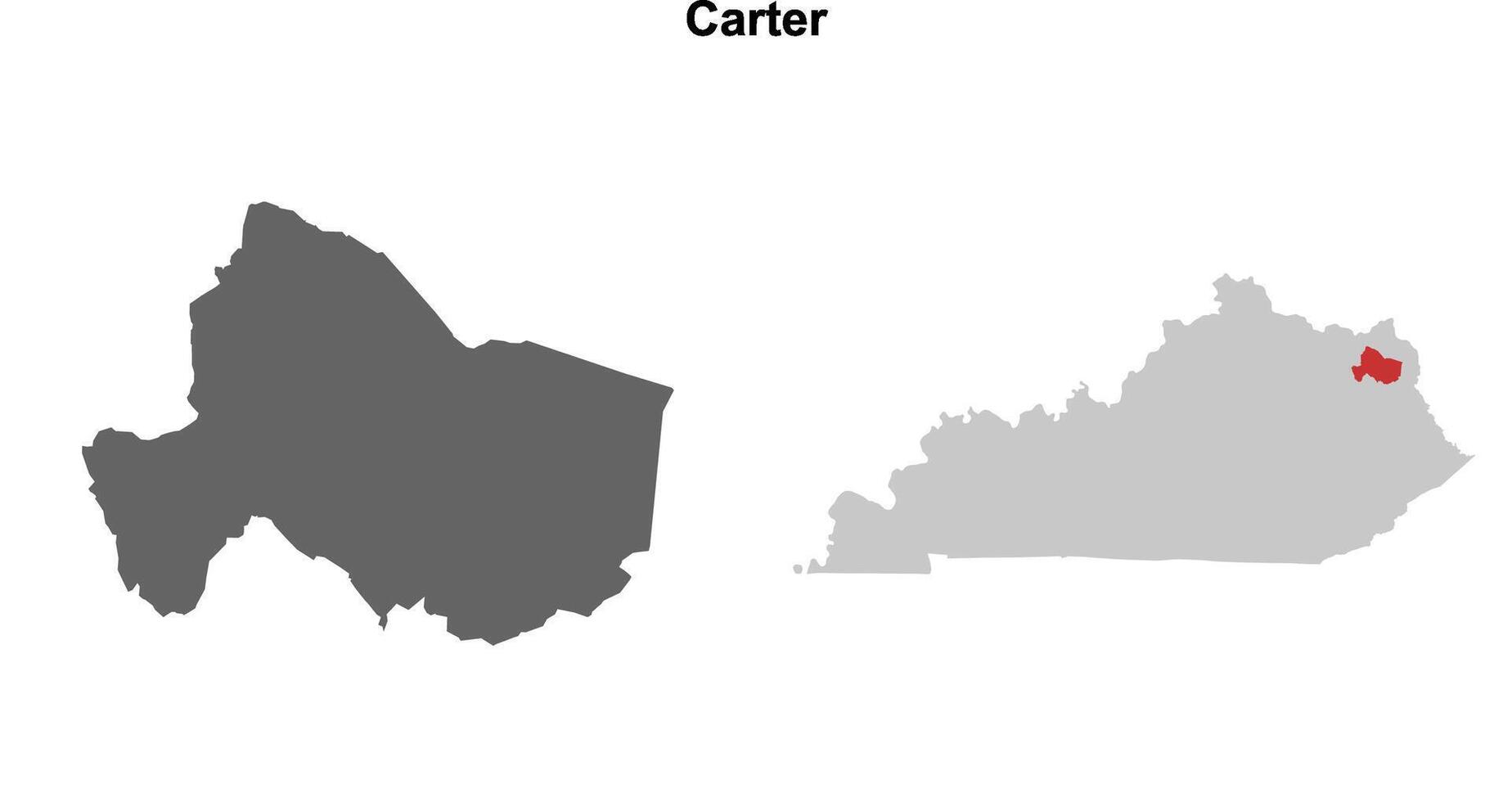Carter County, Kentucky blank outline map set vector